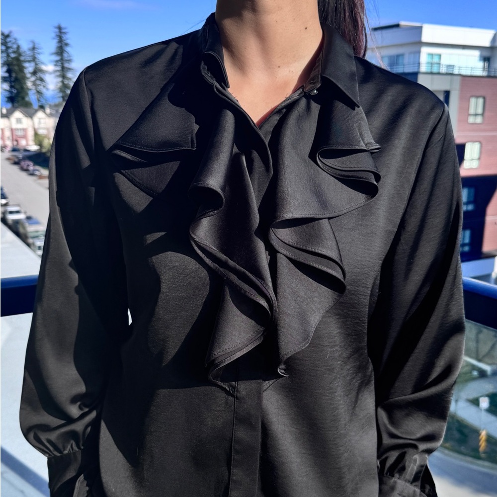 Zara Black Ruffled Blouse